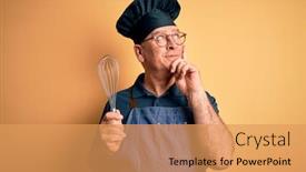  Presentation with apron - PPT theme enhanced with middle-age-hoary-cooker-man background and a yellow colored foreground