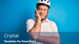  Presentation with cyclist - Amazing presentation theme having middle-age-hoary-cyclist-man backdrop and a ocean colored foreground