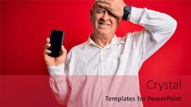  Presentation with shame - Colorful presentation theme enhanced with middle-age-hoary-man-holding backdrop and a red colored foreground