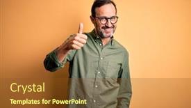  Presentation with yellow green - Beautiful PPT theme featuring middle-age-hoary-man-wearing backdrop and a tawny brown colored foreground