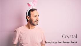  Presentation with bunny - Audience pleasing slide deck consisting of middle-age-hoary-man-wearing backdrop and a lemonade colored foreground