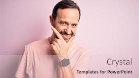  Presentation with thinking - Cool new presentation design with middle-age-hoary-man-wearing backdrop and a lemonade colored foreground