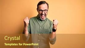  Presentation with yellow green - Beautiful slides featuring middle-age-hoary-man-wearing backdrop and a tawny brown colored foreground