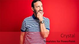  Presentation with polo - Slide set having middle-age-hoary-man-wearing background and a red colored foreground