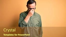  Presentation with yellow green - Slide deck having middle-age-hoary-man-wearing background and a tawny brown colored foreground