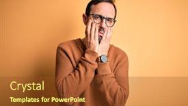  Presentation with brown and yellow - Beautiful slide set featuring middle-age-hoary-man-wearing backdrop and a tawny brown colored foreground