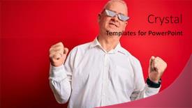  Presentation with winner - Presentation theme having middle-age-hoary-man-wearing background and a crimson colored foreground