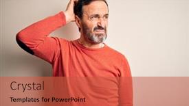  Presentation with rainbow over orad - Presentation theme featuring middle-age-hoary-man-wearing background and a red colored foreground