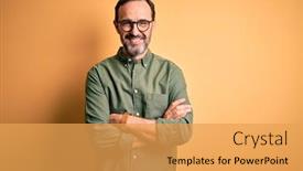  Presentation with green officebuilding man - Beautiful slide set featuring middle-age-hoary-man-wearing backdrop and a yellow colored foreground