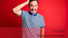  Presentation with polo - Presentation theme with middle-age-hoary-man-wearing background and a crimson colored foreground