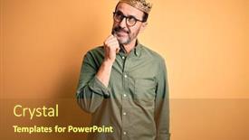 Presentation with king crown - Presentation design with middle-age-hoary-man-wearing background and a tawny brown colored foreground