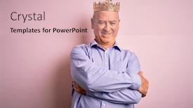  Presentation with king crown - Audience pleasing slide set consisting of middle-age-hoary-man-wearing backdrop and a lemonade colored foreground