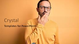  Presentation with modern eye glasses on yellow - PPT layouts enhanced with middle-age-hoary-man-wearing background and a yellow colored foreground