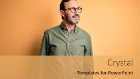  Presentation with yellow green - Colorful PPT theme enhanced with middle-age-hoary-man-wearing backdrop and a yellow colored foreground