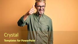  Presentation with king crown - Audience pleasing presentation consisting of middle-age-hoary-man-wearing backdrop and a tawny brown colored foreground