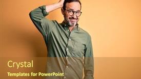  Presentation with yellow green - Slide set featuring middle-age-hoary-man-wearing background and a tawny brown colored foreground