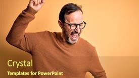  Presentation with yellow music - Colorful slide deck enhanced with middle-age-hoary-man-wearing backdrop and a tawny brown colored foreground