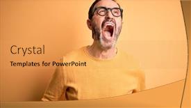  Presentation with anger - PPT theme having middle-age-hoary-man-wearing background and a yellow colored foreground