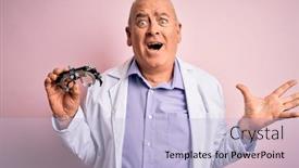  Presentation with optometry - Presentation design enhanced with middle-age-hoary-optical-man background and a light blue colored foreground