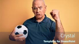  Presentation with anger - Audience pleasing presentation consisting of middle-age-hoary-player-man backdrop and a navy blue colored foreground