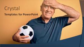  Presentation with shame - Presentation design with middle-age-hoary-player-man background and a yellow colored foreground