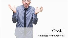  Presentation with glasses - Colorful slides enhanced with middle age hoary senior business backdrop and a  colored foreground