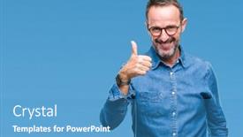  Presentation with success - Presentation consisting of middle-age-hoary-senior-man background and a teal colored foreground