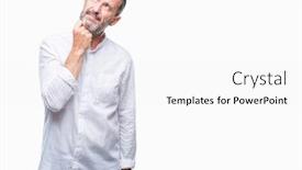  Presentation with question - Presentation theme enhanced with middle-age-hoary-senior-man background and a white colored foreground