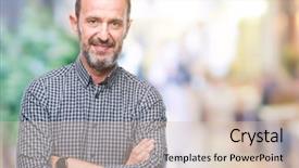  Presentation with middle east camel caravan - Theme consisting of middle age hoary senior man background and a  colored foreground