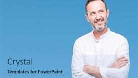  Presentation with thinking - PPT layouts with middle-age-hoary-senior-man background and a light blue colored foreground