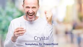  Presentation with drinking glass - Theme with middle age hoary senior man drinking glass of water over isolated background screaming proud and celebrating victory and success very excited cheering emotion background and a sky blue colored foreground