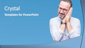  Presentation with closed - Cool new presentation theme with middle age hoary senior man backdrop and a teal colored foreground