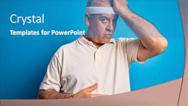  Presentation with sport blue - Beautiful presentation design featuring middle-age-hoary-sportsman-doing backdrop and a teal colored foreground