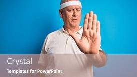  Presentation with sport blue - Presentation featuring middle-age-hoary-sportsman-doing background and a coral colored foreground