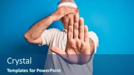  Presentation with sport blue - Audience pleasing PPT theme consisting of middle-age-hoary-sportsman-doing backdrop and a ocean colored foreground