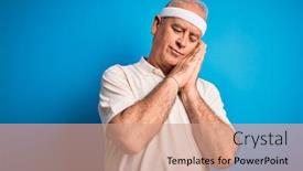  Presentation with sport blue - Cool new slides with middle-age-hoary-sportsman-doing backdrop and a coral colored foreground