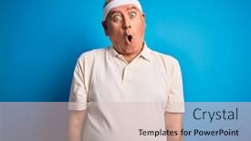  Presentation with sport blue - Theme enhanced with middle-age-hoary-sportsman-doing background and a soft green colored foreground