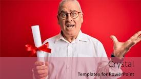  Presentation with holding hands - PPT layouts with middle-age-hoary-student-man background and a coral colored foreground