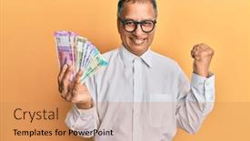  Presentation with indian - Amazing PPT layouts having middle-age-indian-man-holding backdrop and a coral colored foreground