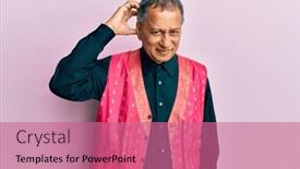  Presentation with indian traditional - PPT theme consisting of middle-age-indian-man-wearing background and a coral colored foreground