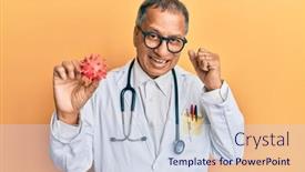  Presentation with virus - Presentation design with middle-age-indian-man-wearing background and a sky blue colored foreground