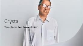  Presentation with indian - PPT theme having middle-age-indian-man-wearing background and a light gray colored foreground