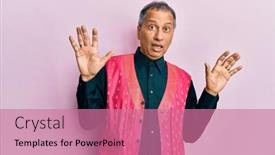  Presentation with indian traditional - Audience pleasing slide deck consisting of middle-age-indian-man-wearing backdrop and a coral colored foreground