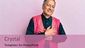  Presentation with indian traditional - Audience pleasing presentation consisting of middle-age-indian-man-wearing backdrop and a coral colored foreground