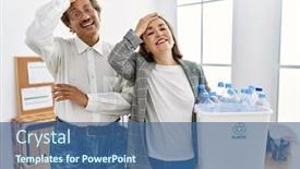  Presentation with plastic recycling - PPT theme having middle-age-interracial-couple-holding background and a  colored foreground