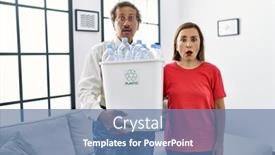  Presentation with plastic recycling - Theme enhanced with middle-age-interracial-couple-holding background and a ocean colored foreground