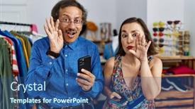  Presentation with retail - Slide set enhanced with middle-age-interracial-couple background and a ocean colored foreground