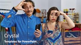  Presentation with retail - PPT layouts consisting of middle-age-interracial-couple background and a ocean colored foreground