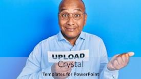  Presentation with victory - Presentation theme featuring middle-age-latin-man-holding background and a light blue colored foreground