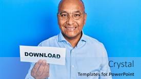  Presentation with download - Presentation theme with middle-age-latin-man-holding background and a light blue colored foreground